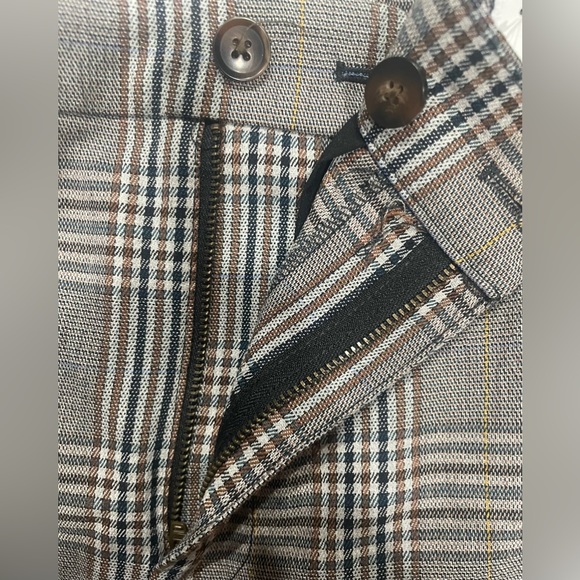 Madewell Wide-Leg flat front Pants in Plaid, elastic comfortable XS/S EUC - Picture 4 of 6